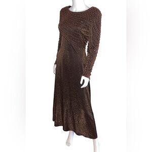 Vintage Vie Victoria Royal of Hong Kong 1960s Brown Dress Size 6 P2P 19”